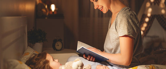 mum with child in dark room