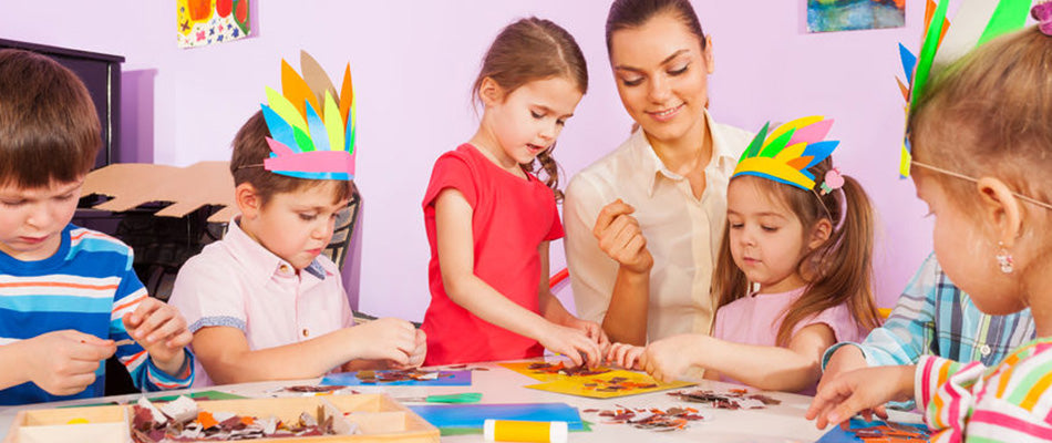 teacher with children at school