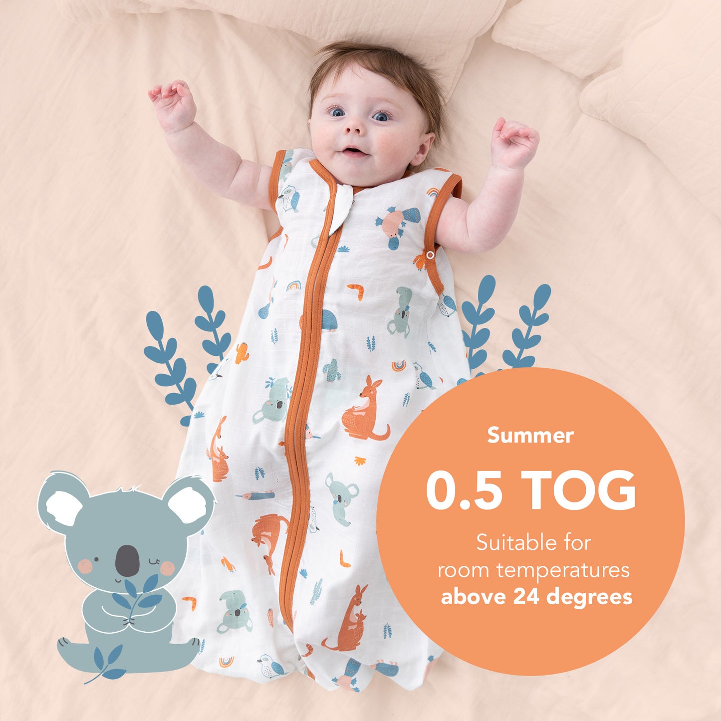 Muslin Baby Sleeping Bag - 0.5 TOG