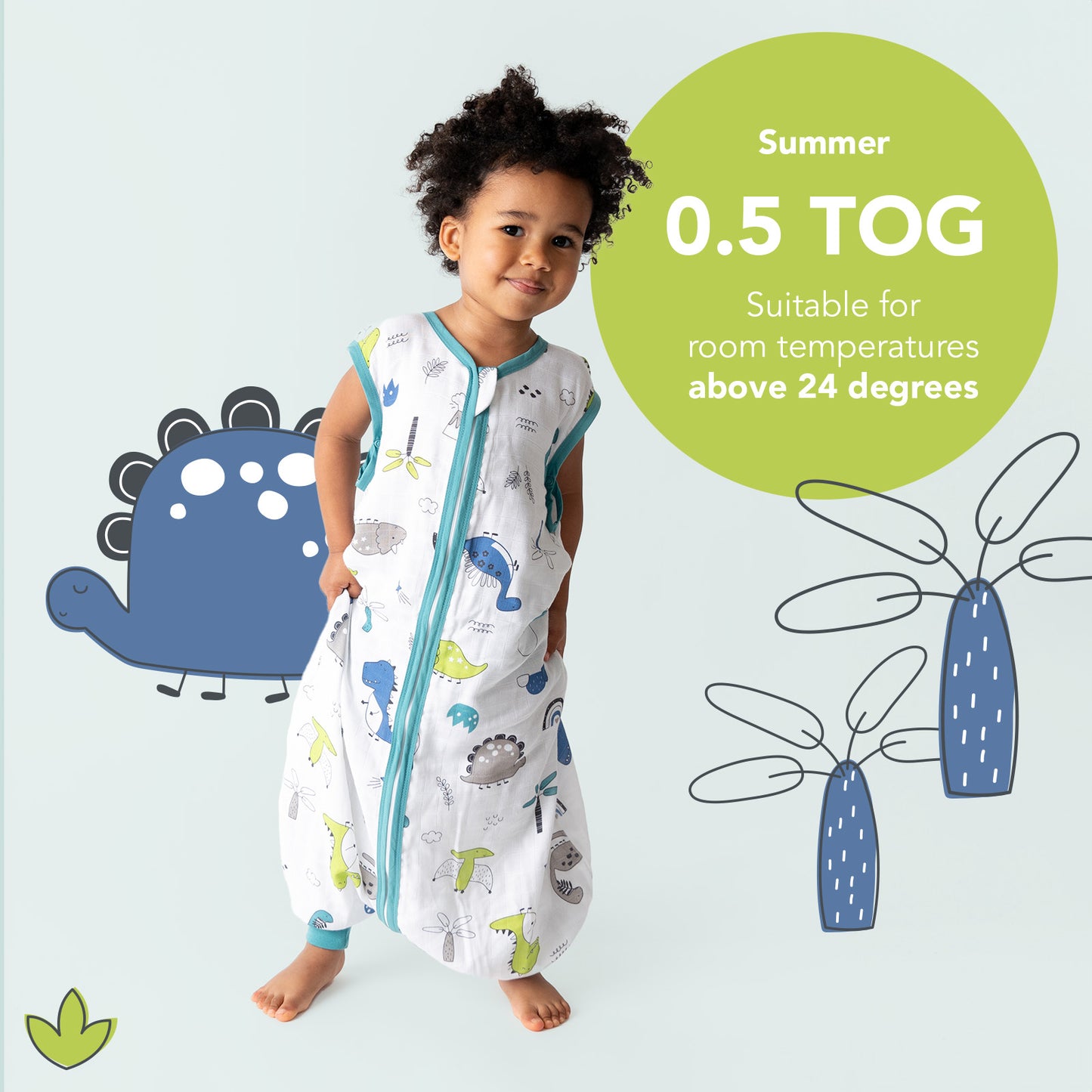 Muslin Sleeping Bag with Feet - 0.5 TOG