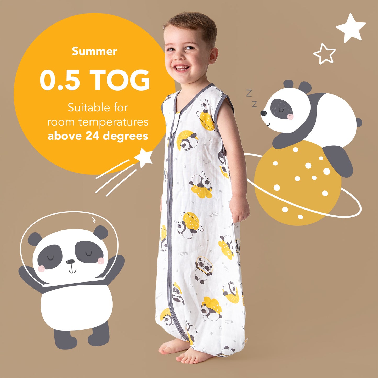 Muslin Sleeping Bag with Feet - 0.5 TOG