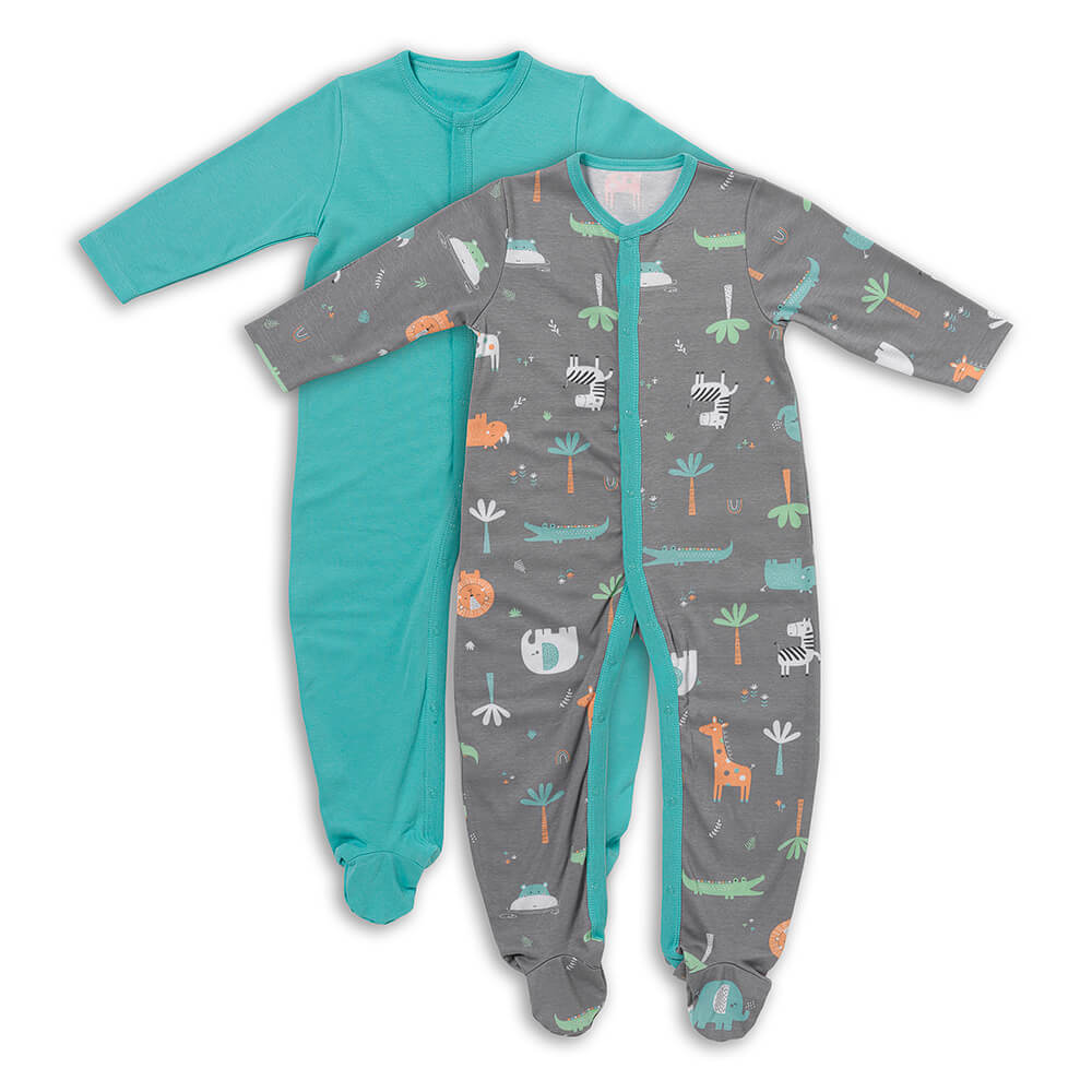 100% Organic Long Sleeve Baby Pyjamas - 2-pack