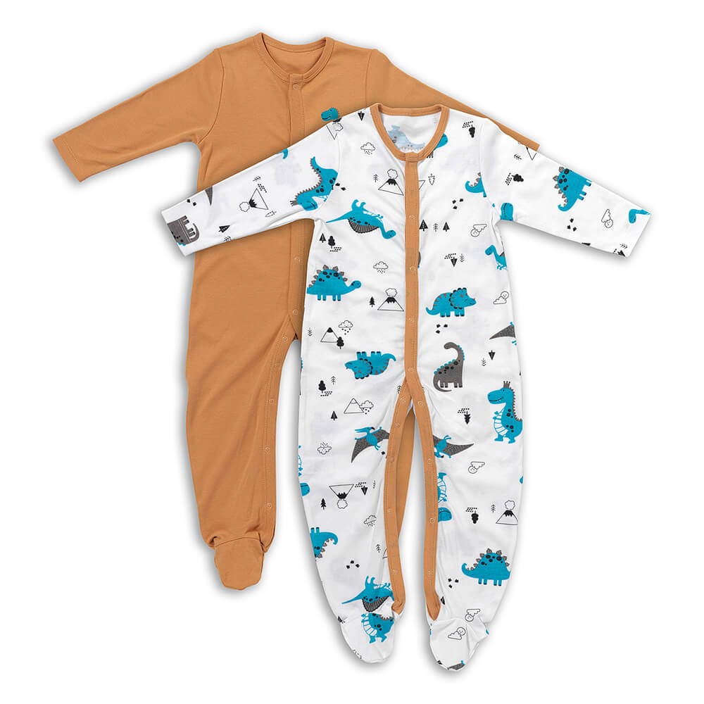 100% Organic Long Sleeve Baby Pyjamas - 2-pack