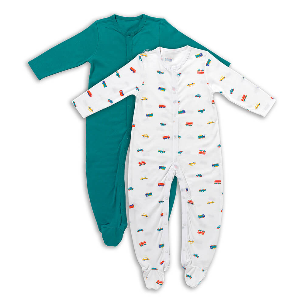 100% Organic Long Sleeve Baby Pyjamas - 2-pack