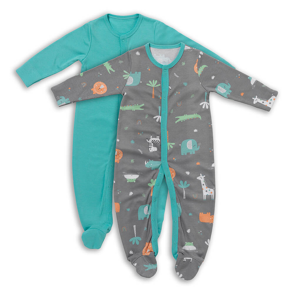 100% Organic Long Sleeve Baby Pyjamas - 2-pack