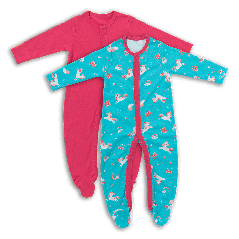 100% Organic Long Sleeve Baby Pyjamas - 2-pack