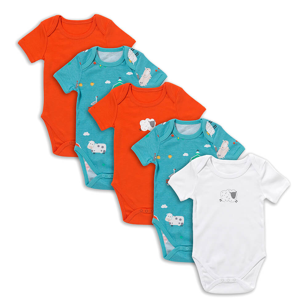 100% Organic Short Sleeve Baby Body - 5-pack