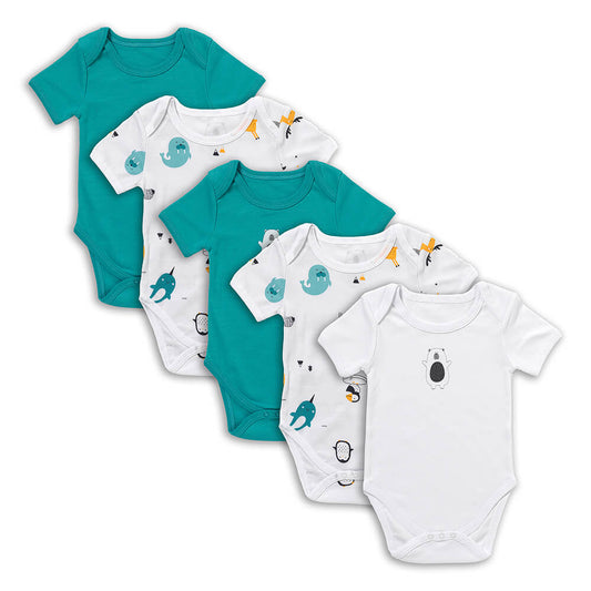 100% Organic Short Sleeve Baby Body - 5-pack