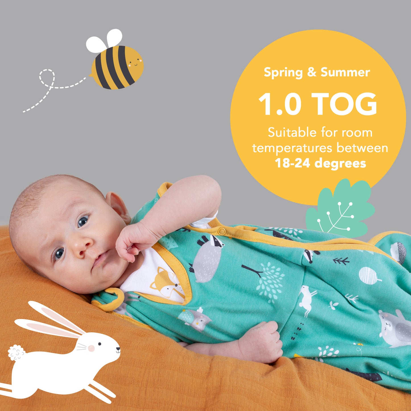 Organic Baby Sleeping Bag - 1.0 TOG