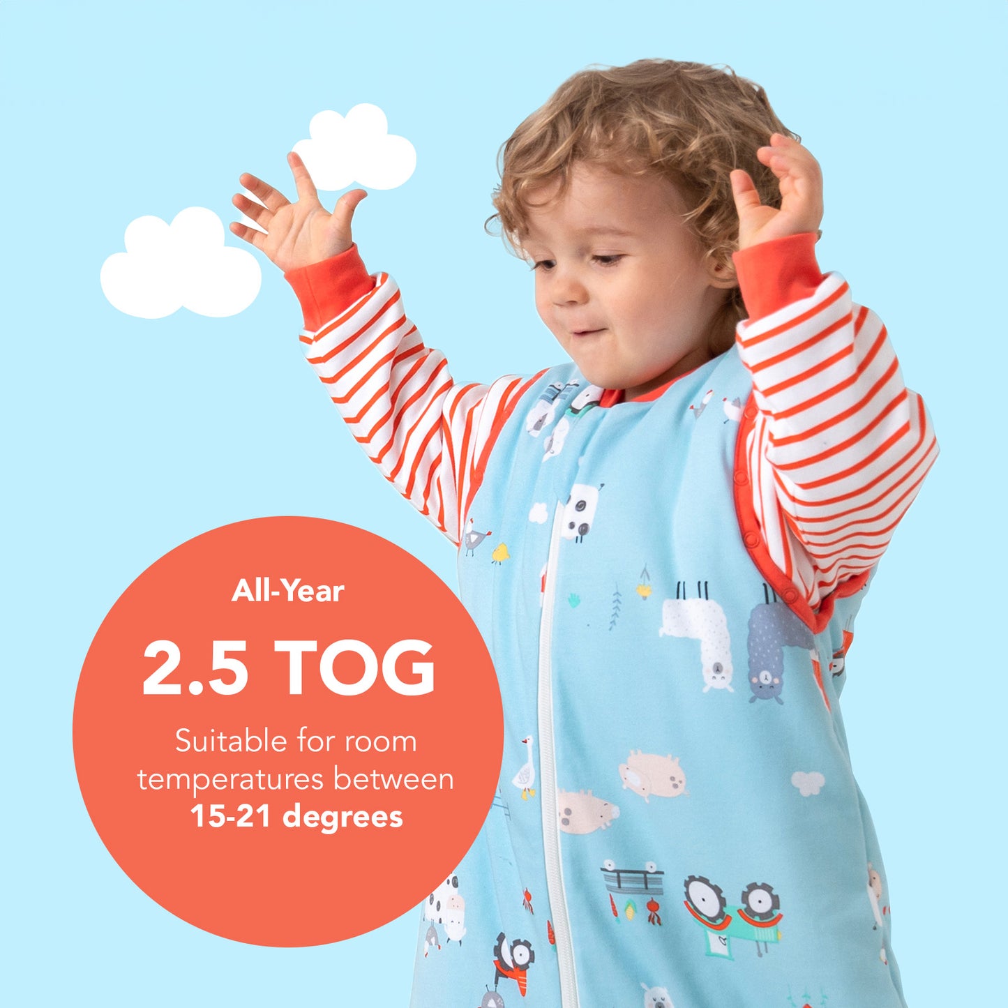 Organic Sleeping Bag with Detachable Sleeves - 2.5 TOG