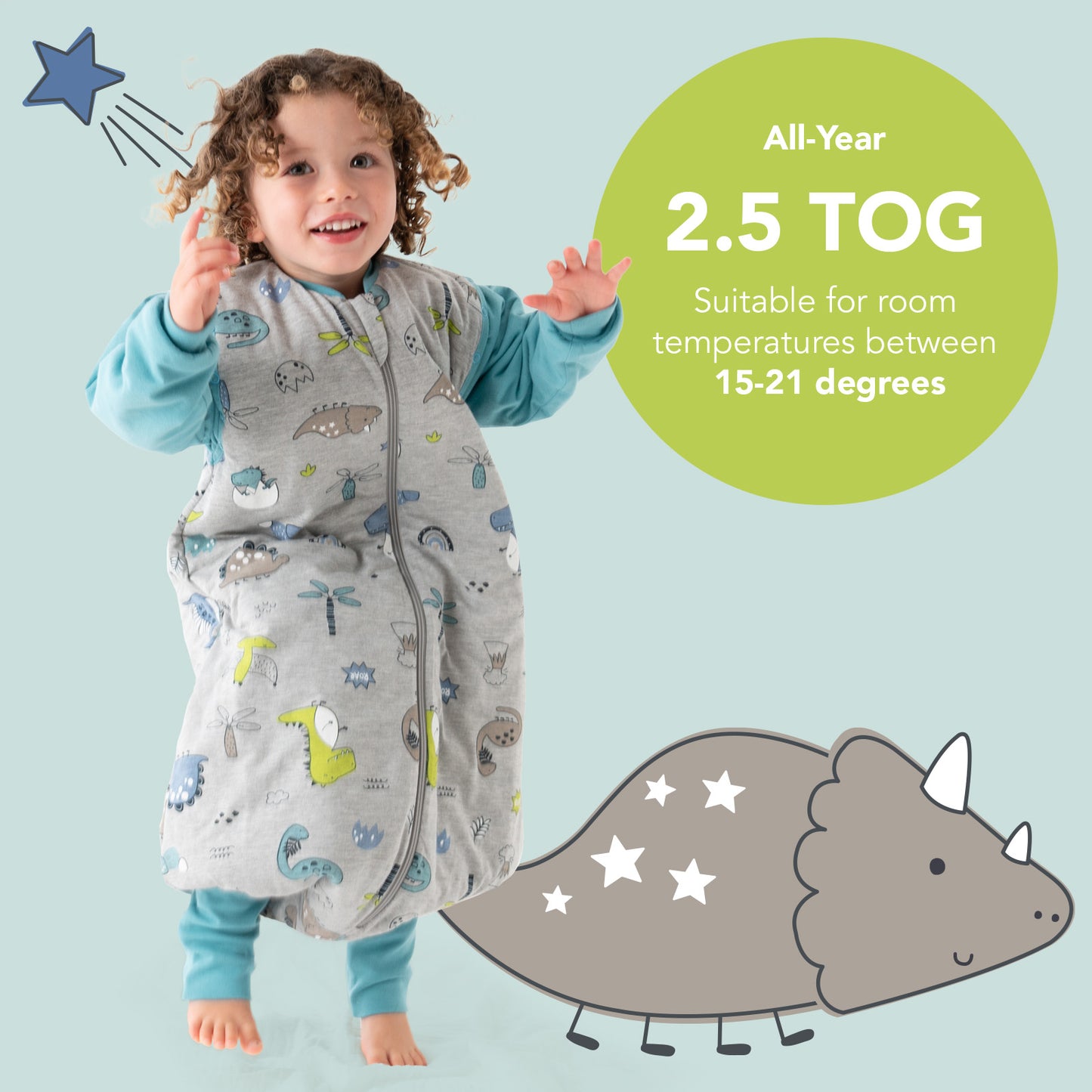 Sleeping Bag with Feet & Foldable Feet Covers - 2.5 TOG