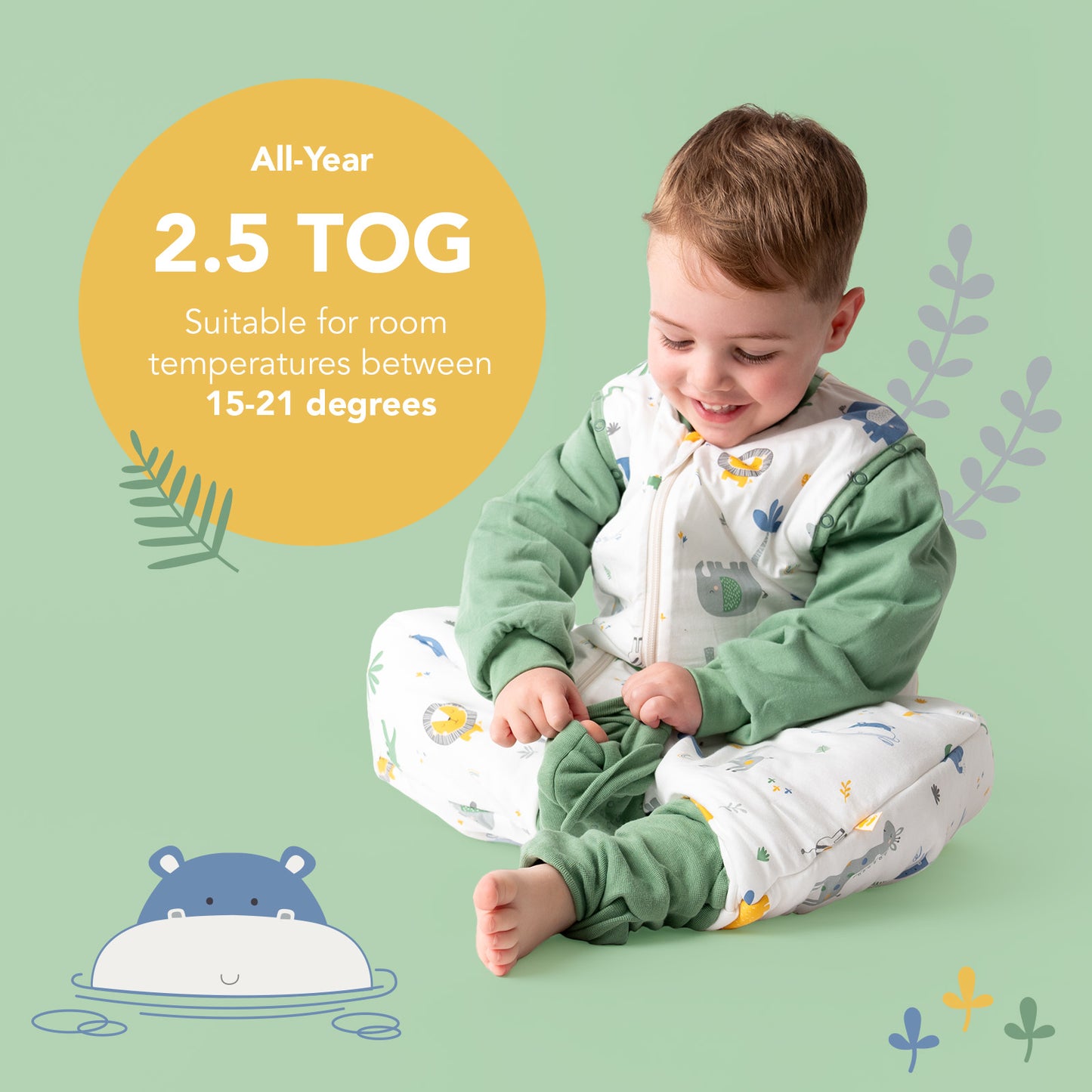 Sleeping Bag with Feet & Foldable Feet Covers - 2.5 TOG