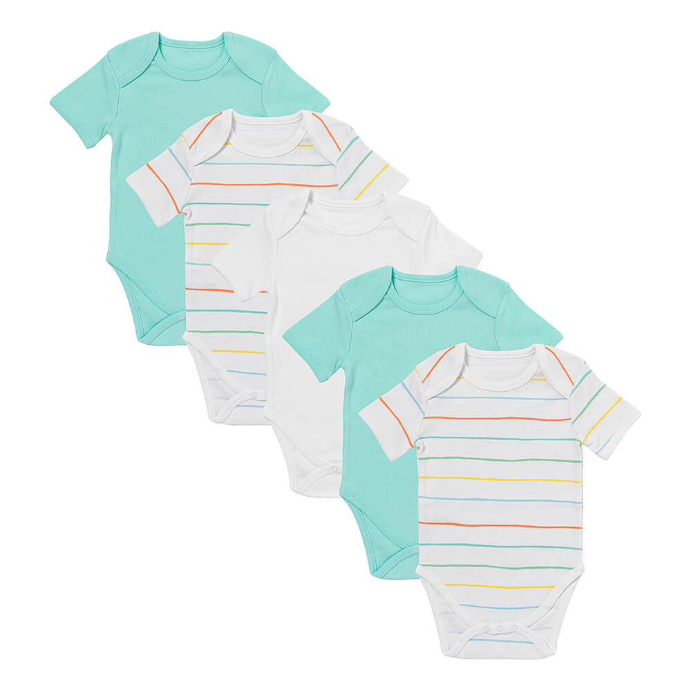 100% Organic Short Sleeve Baby Body - 5-pack