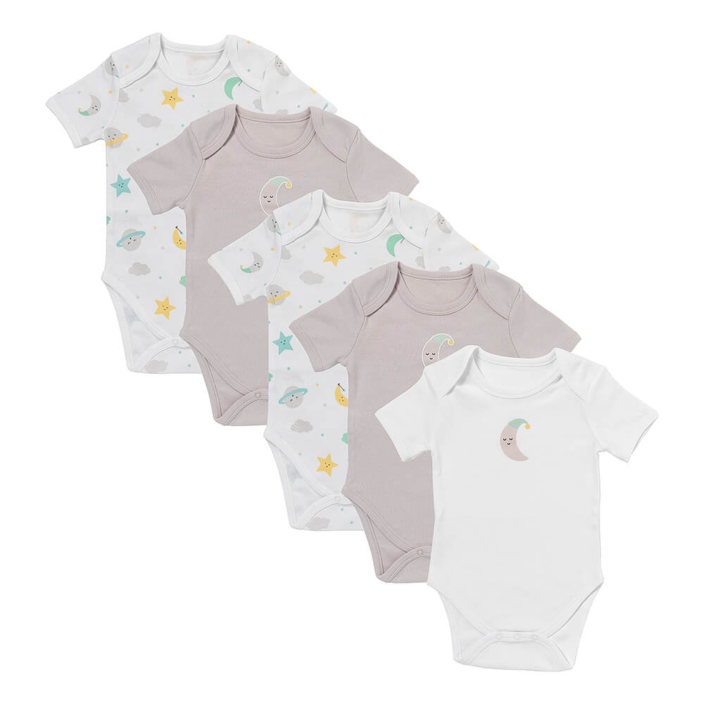 100% Organic Short Sleeve Baby Body - 5-pack