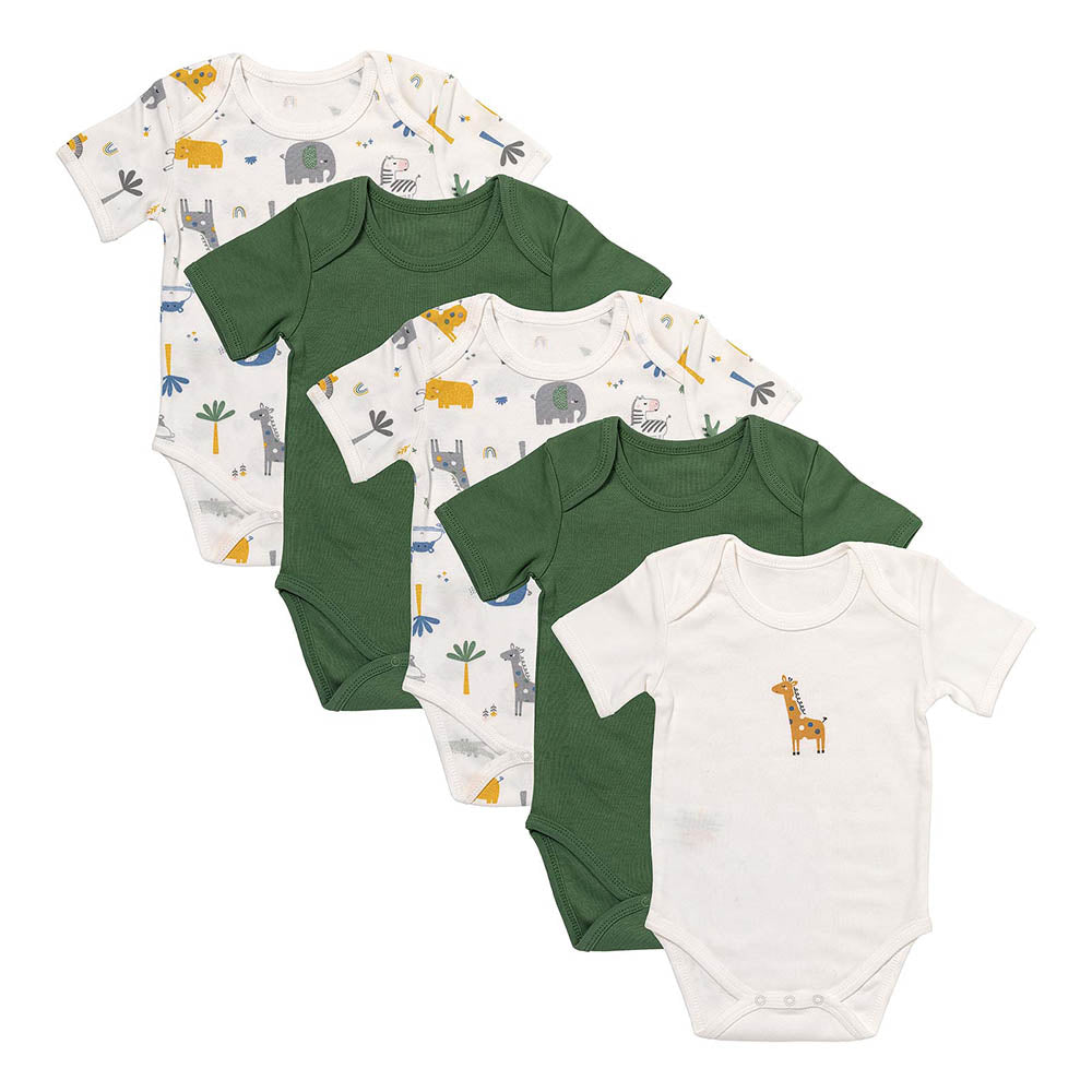 100% Organic Short Sleeve Baby Body - 5-pack