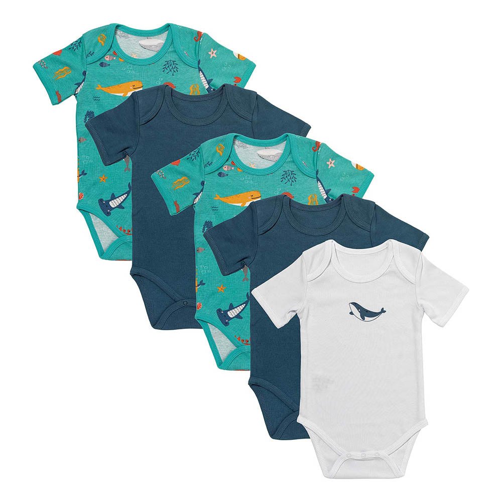 100% Organic Short Sleeve Baby Body - 5-pack