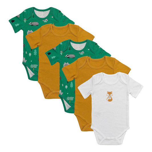 100% Organic Short Sleeve Baby Body - 5-pack