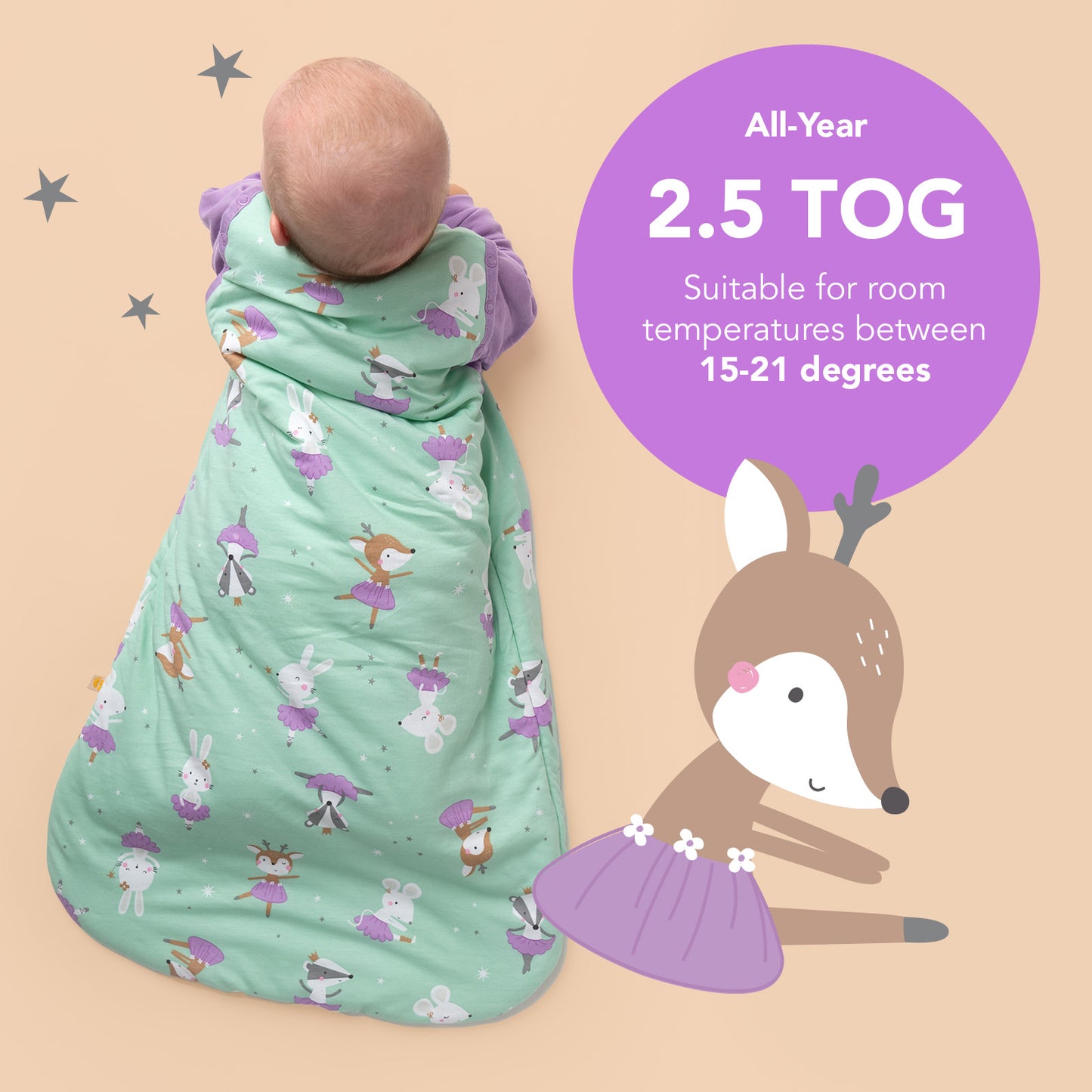 Sleeping Bag with Detachable Sleeves - 2.5 TOG