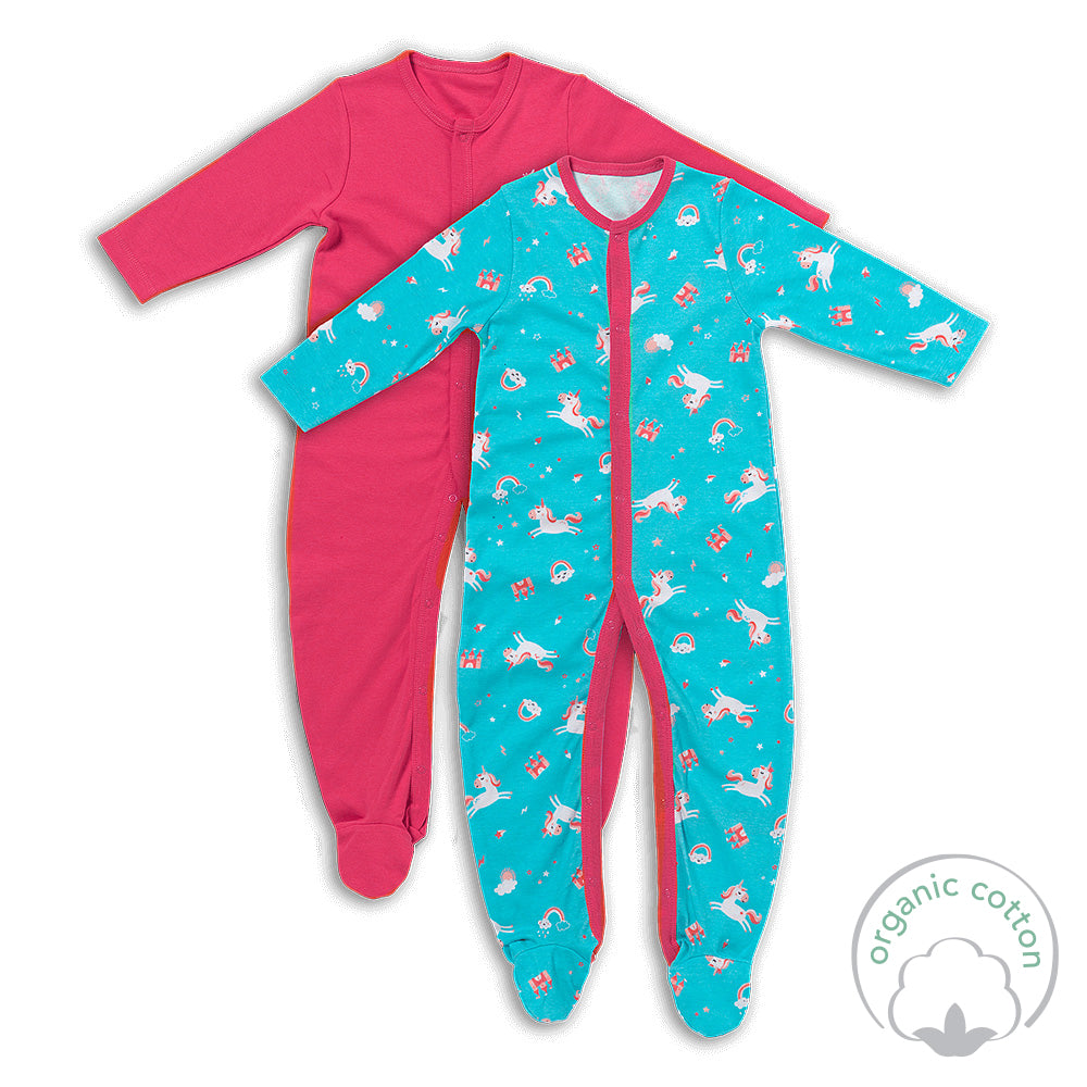 100% Organic Long Sleeve Baby Pyjamas - 2-pack