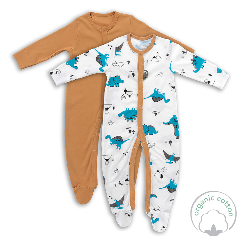 100% Organic Long Sleeve Baby Pyjamas - 2-pack