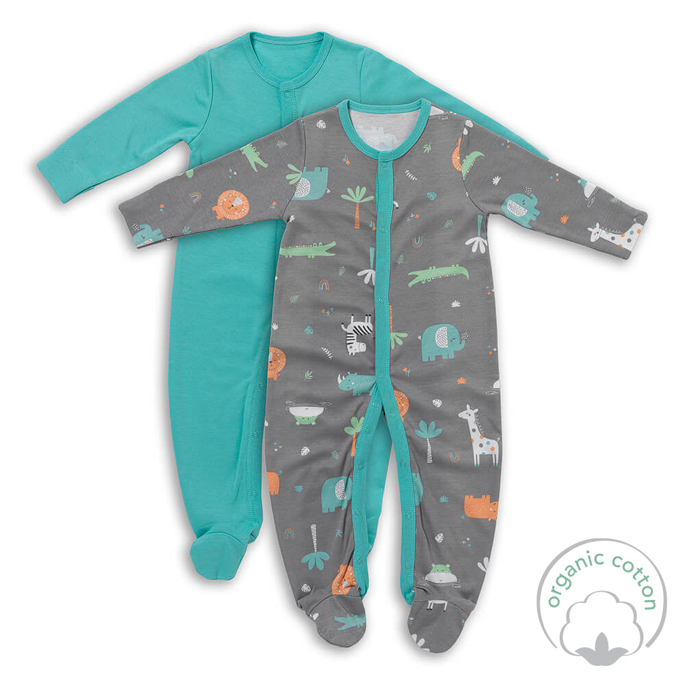 100% Organic Long Sleeve Baby Pyjamas - 2-pack