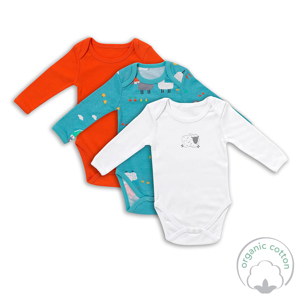 Organic Long Sleeve Baby Body - 3-pack