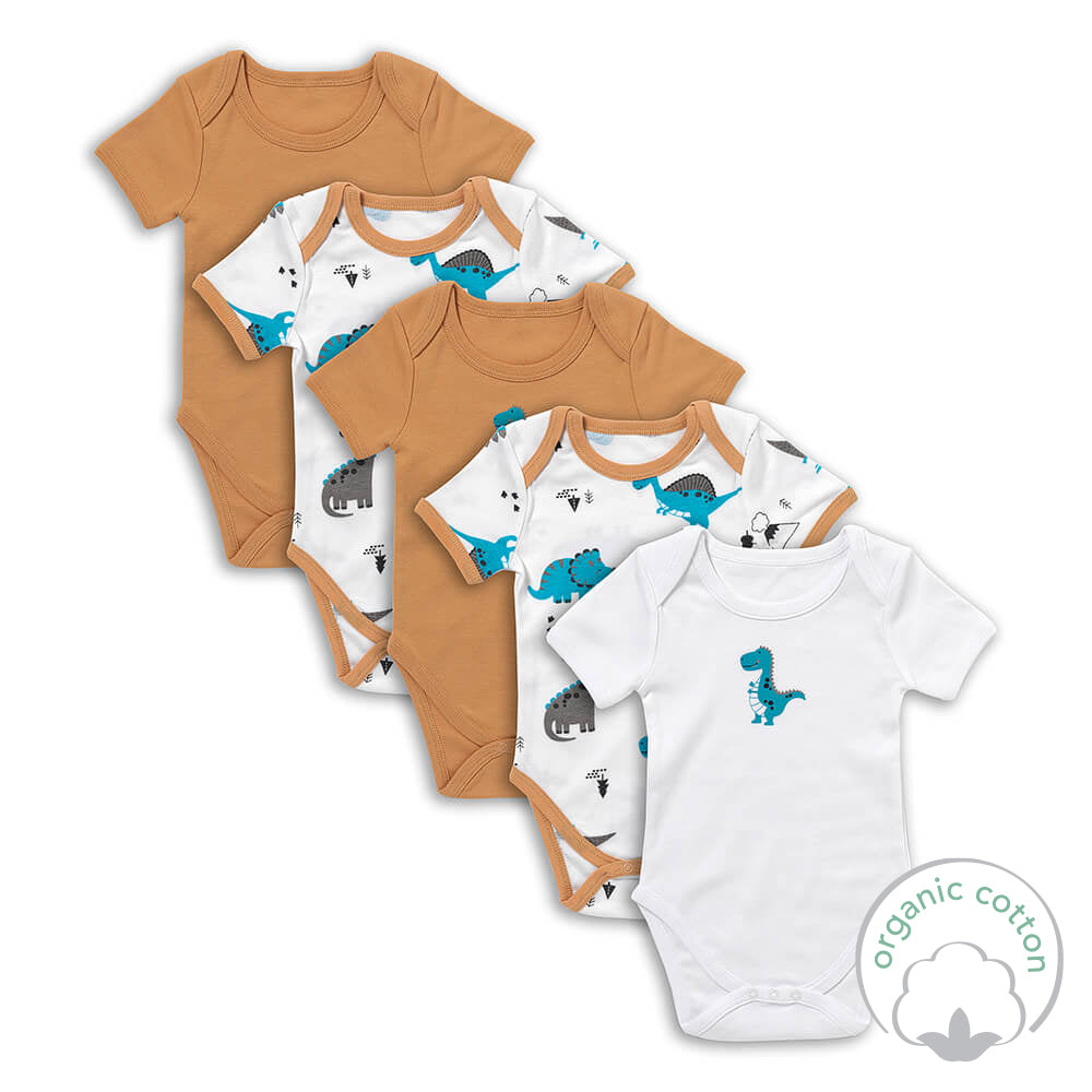 100% Organic Short Sleeve Baby Body - 5-pack