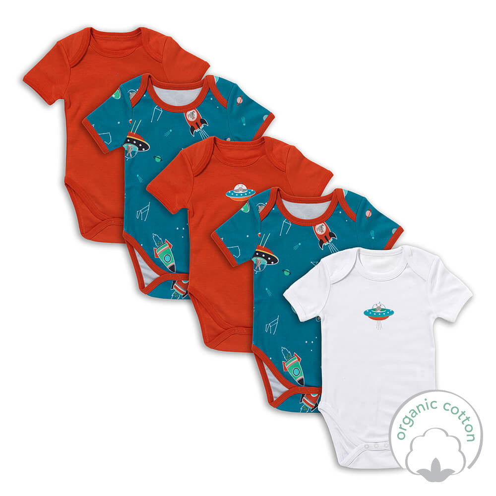 100% Organic Short Sleeve Baby Body - 5-pack