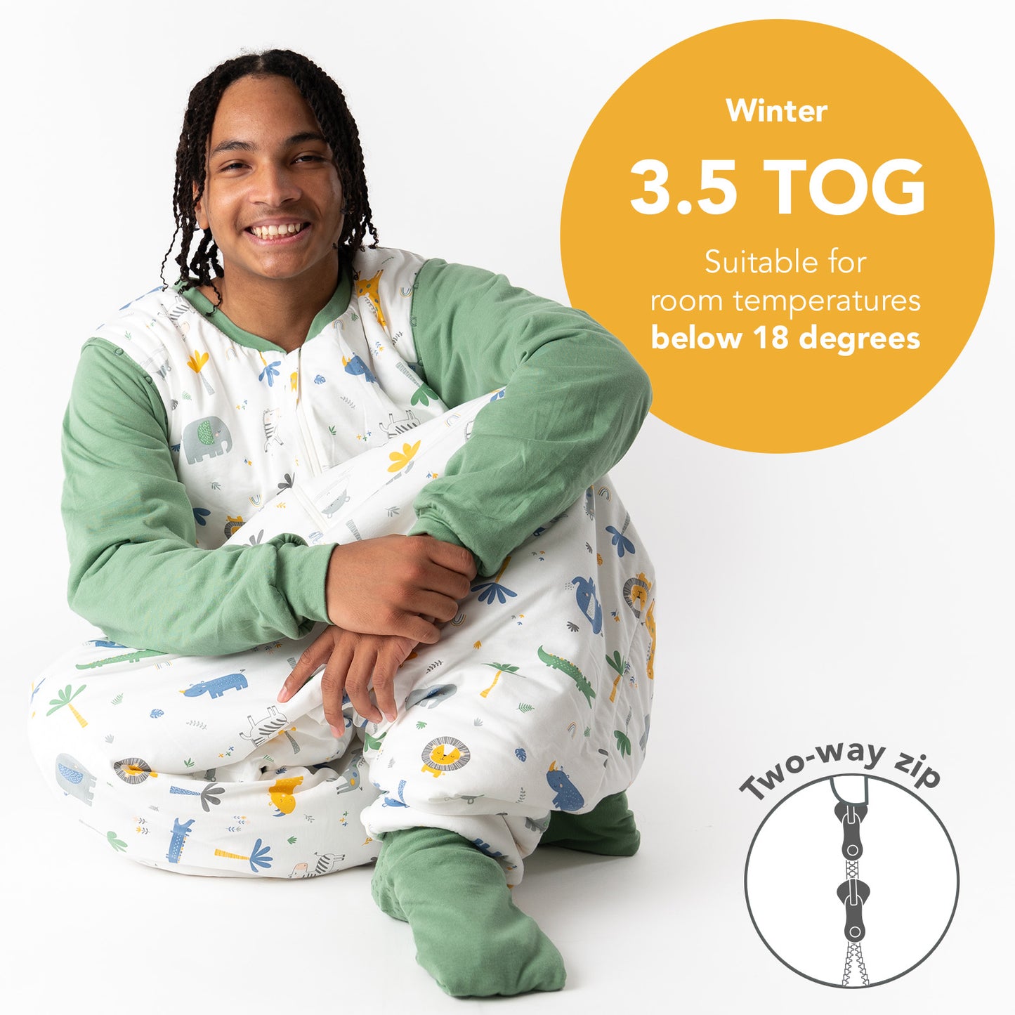 Adult Sleeping Bag with Feet & Detachable Sleeves - 3.5 TOG