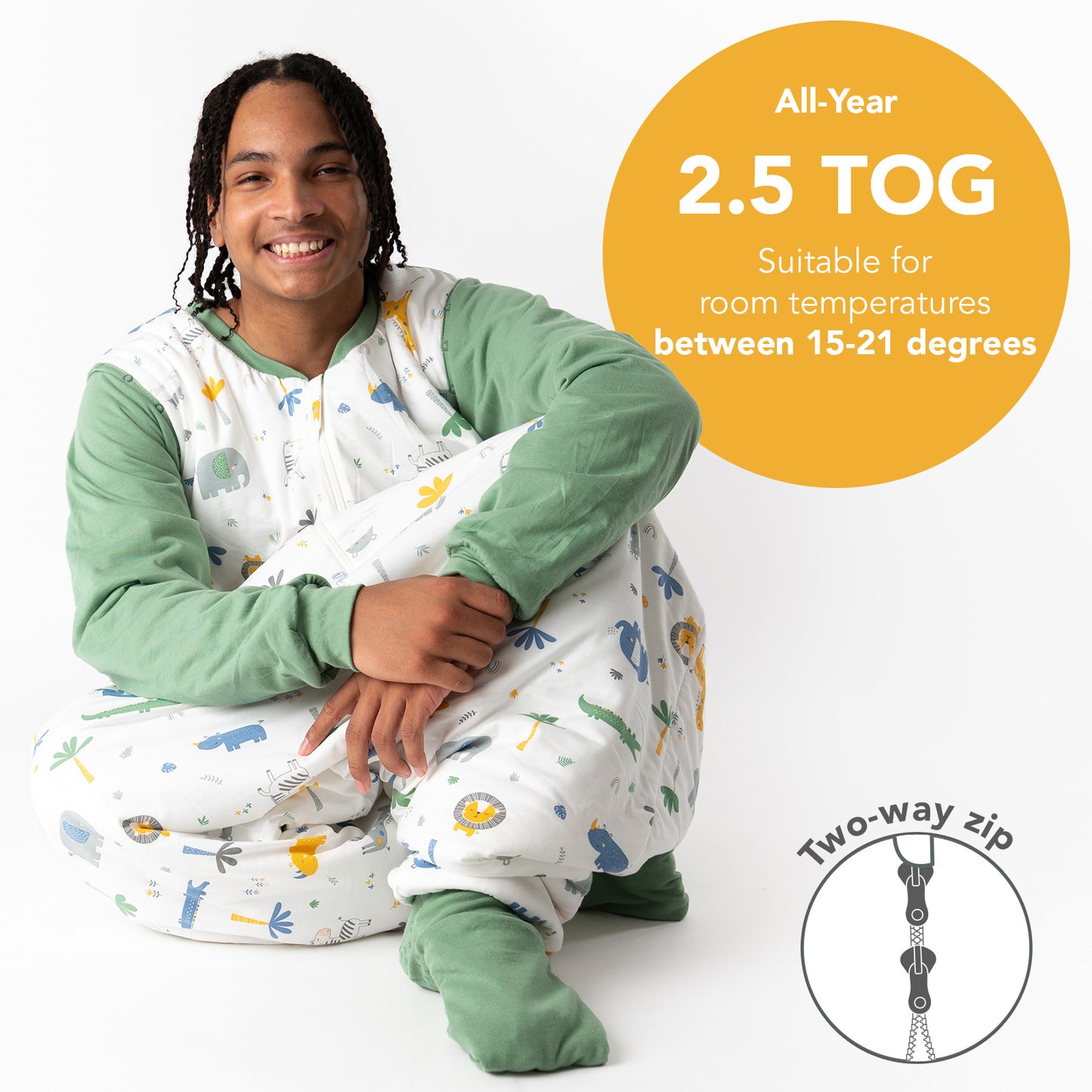 Adult Sleeping Bag with Feet & Detachable Sleeves - 2.5 TOG