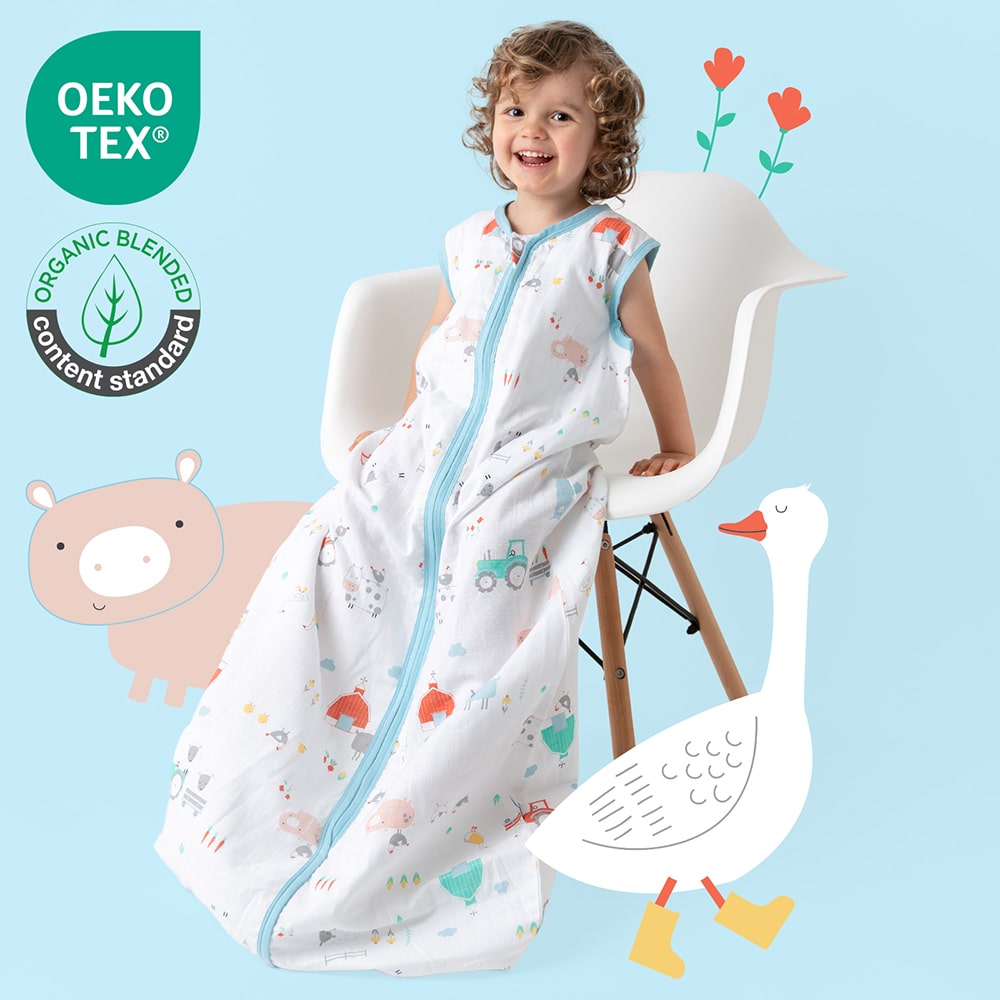 Organic Muslin Baby Sleeping Bag - 0.5 Tog