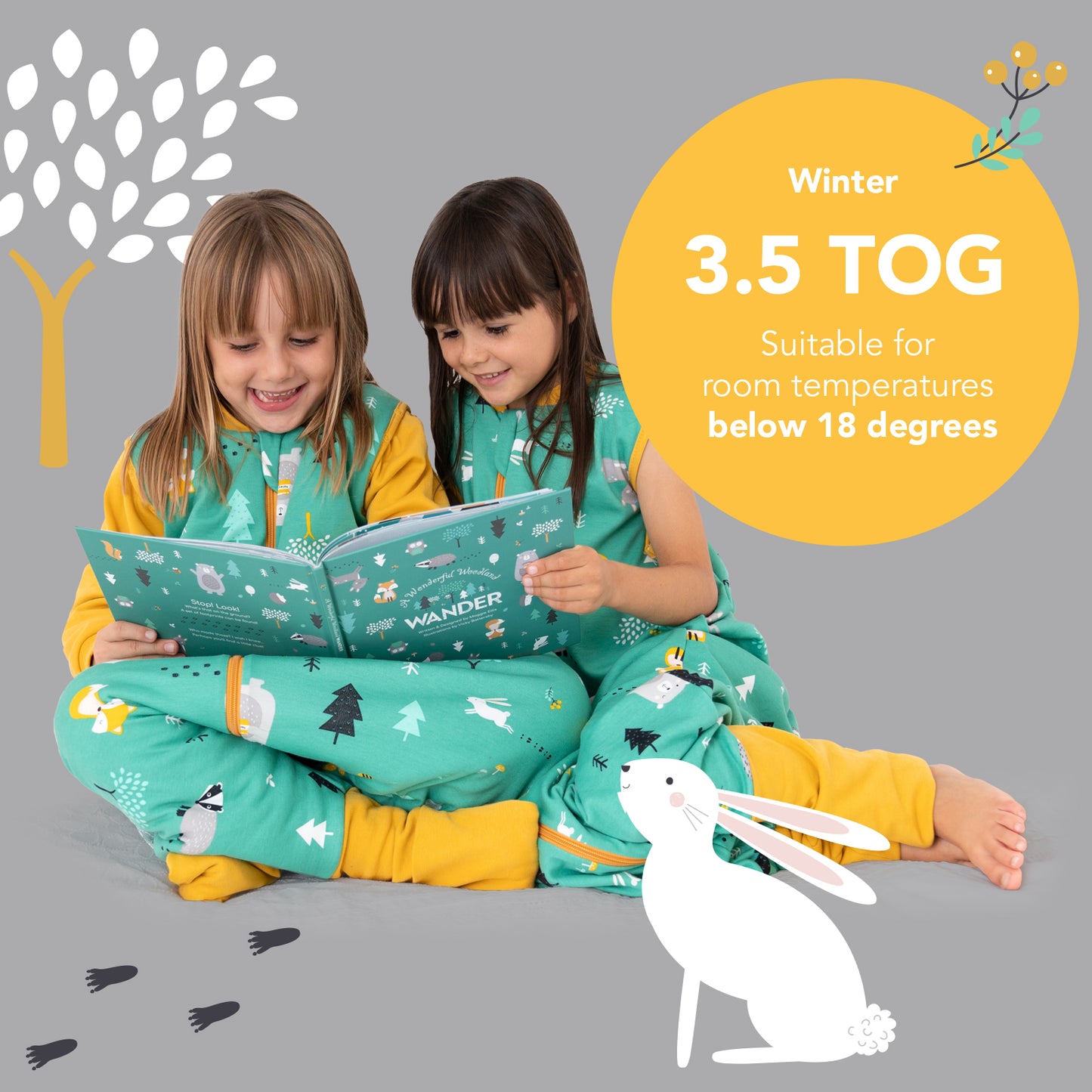 Organic Sleeping Bag with Feet & Foldable Feet Covers - 3.5 TOG