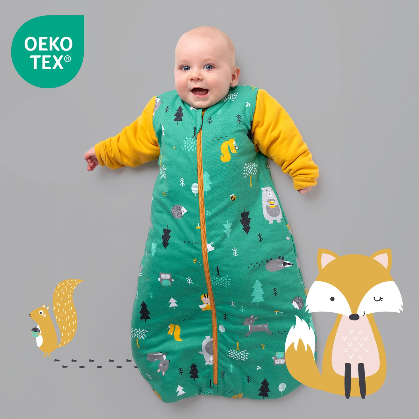 Organic Long Sleeve Baby Sleeping Bag - 3.5 TOG